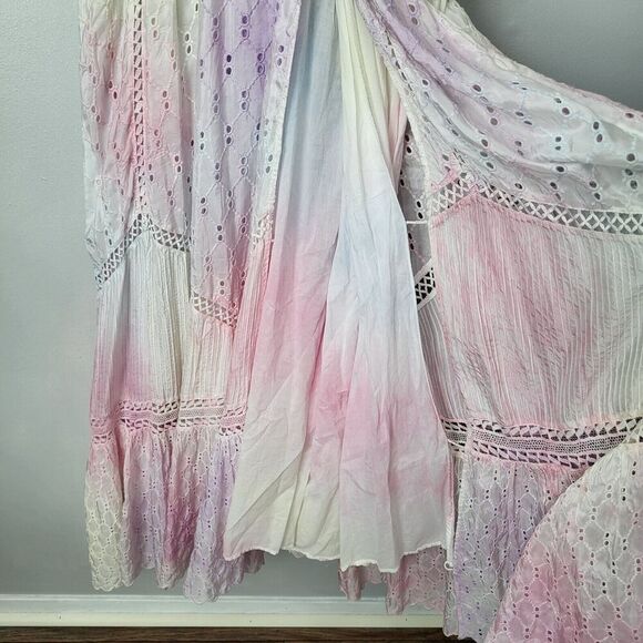 NEW $995 Loveshackfancy Corabella Revolve 100% Silk Tie Dye Ruffled Maxi… - Picture 11 of 16